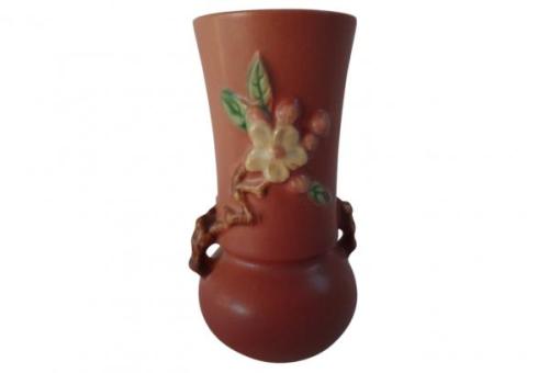 Roseville Pottery, c. 1948 "Apple Blossom" Bud Vase, Mold #, 381- 6, List Price $205.00, Daily Special Price $130.00
