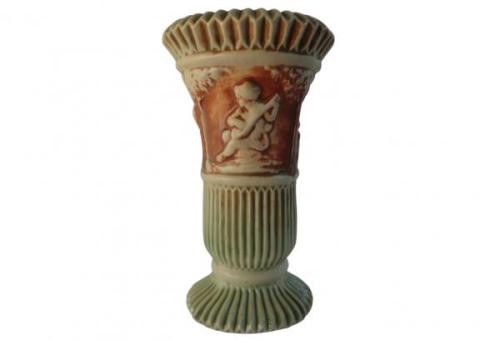 Roseville Pottery, c. 1915-18, "Donatello" 8.25" Footed Vase w/ Flared Lip, List Price $225.00, Super Special Price $135.00