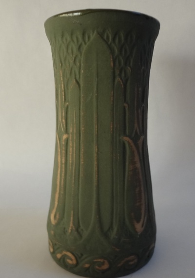 Monmouth Pottery, c.1925-30 Green 8" "dull finish" Lotus Vase, $135.00 
